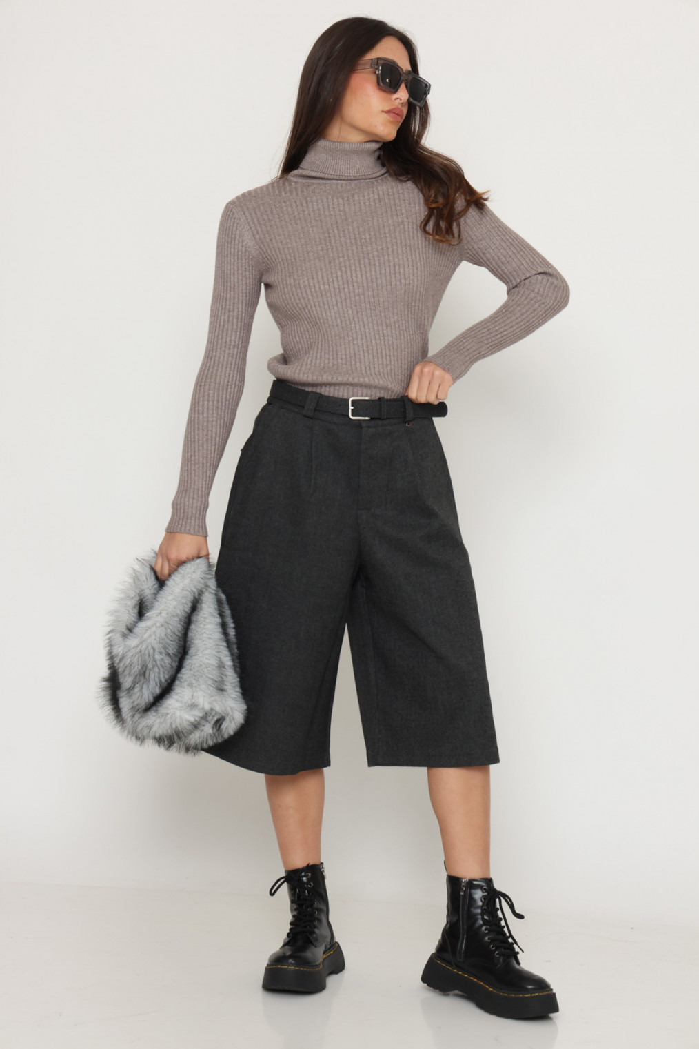 מכנס ברך חגורה צמר