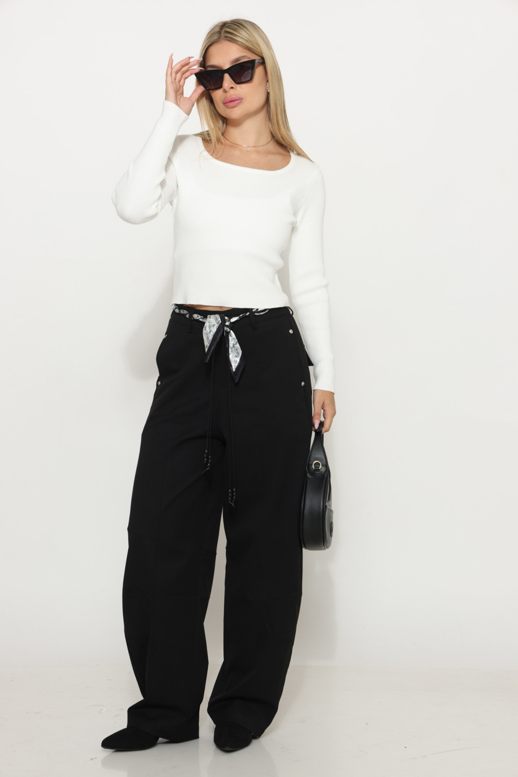 מכנס באגי חגורה בנדנה