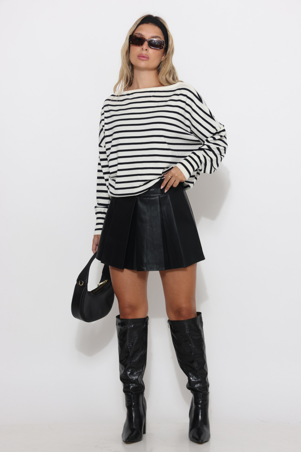 חצאית דמוי עור חגורה