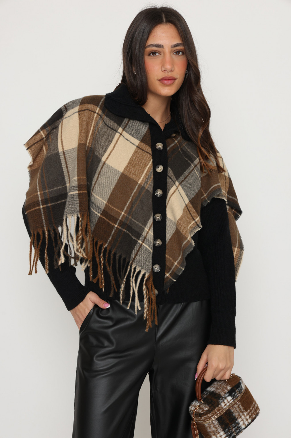 קרדיגן שילוב שאל משובץ