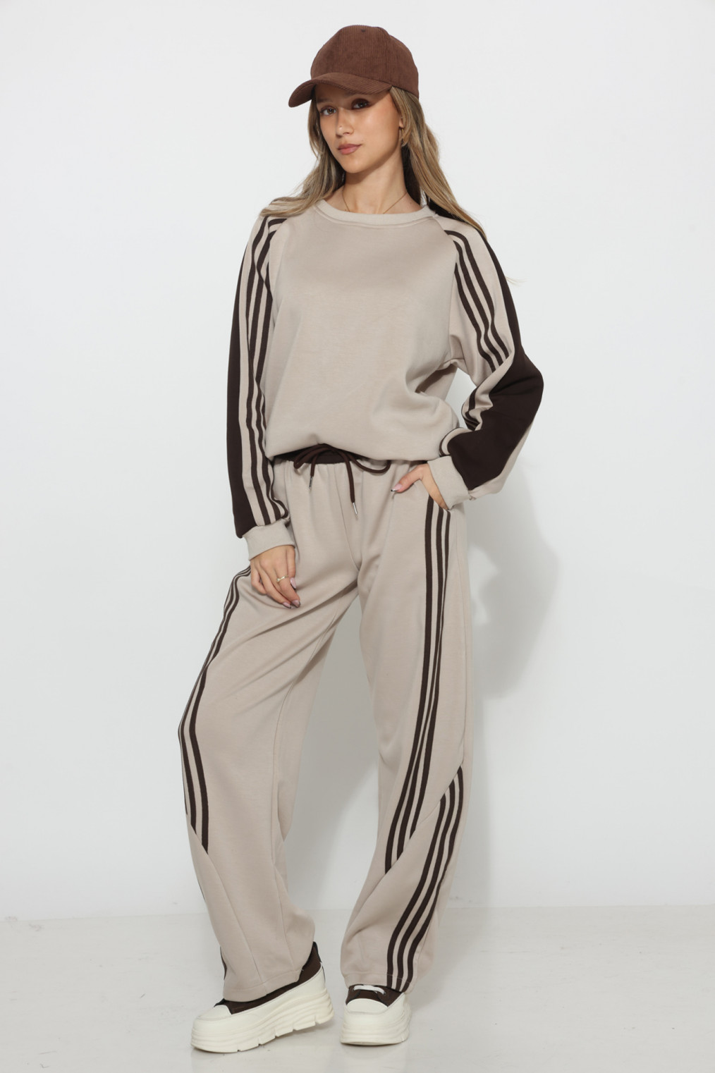 מכנס פוטר פסים בצד