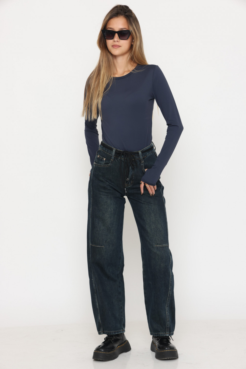 מכנס ג`ינס באגי רחב מתפר