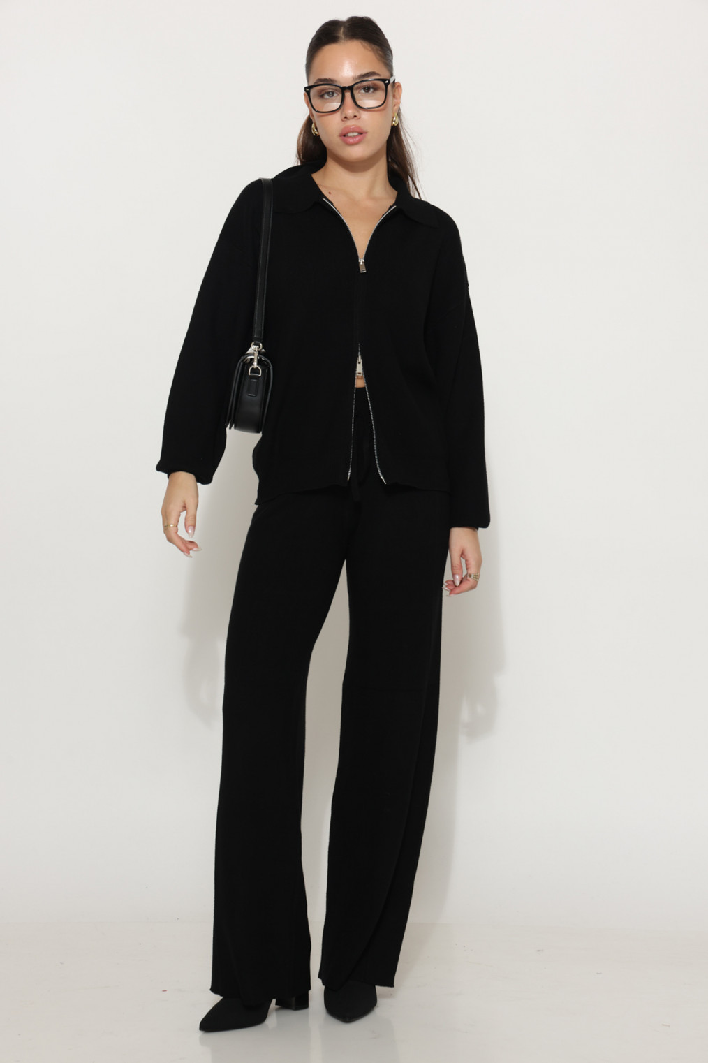 חליפה סריג צוארון רוכסן