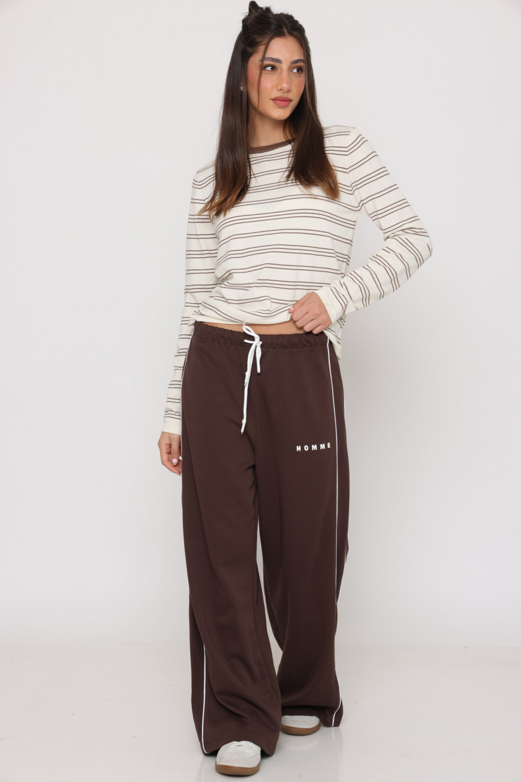 מכנס פספול פס לבן שרוך