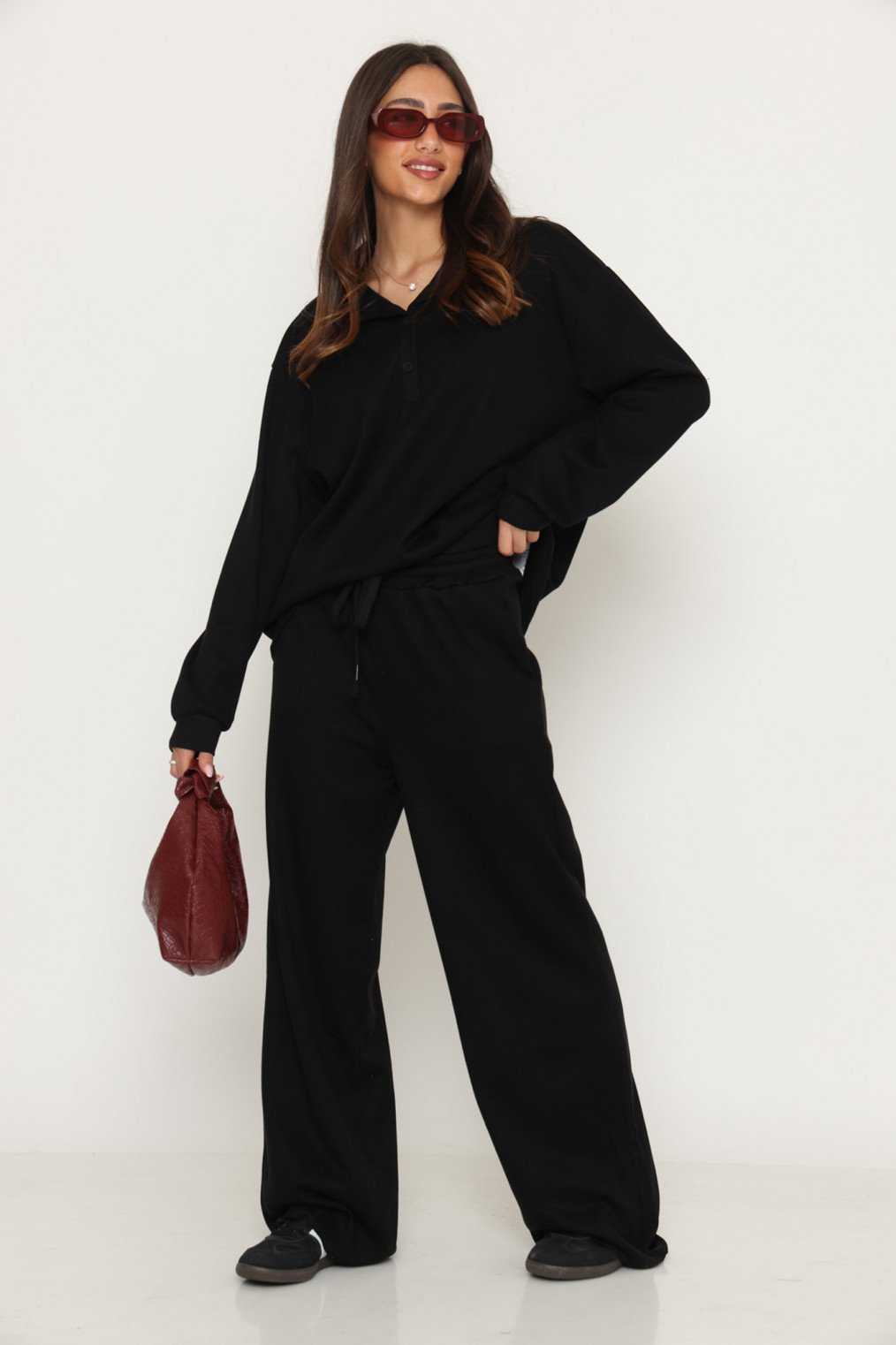 חליפה צווארון בד סריג שורות