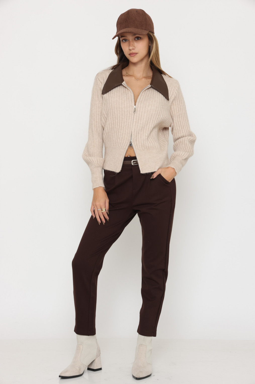 קרדיגן משולב צווארון