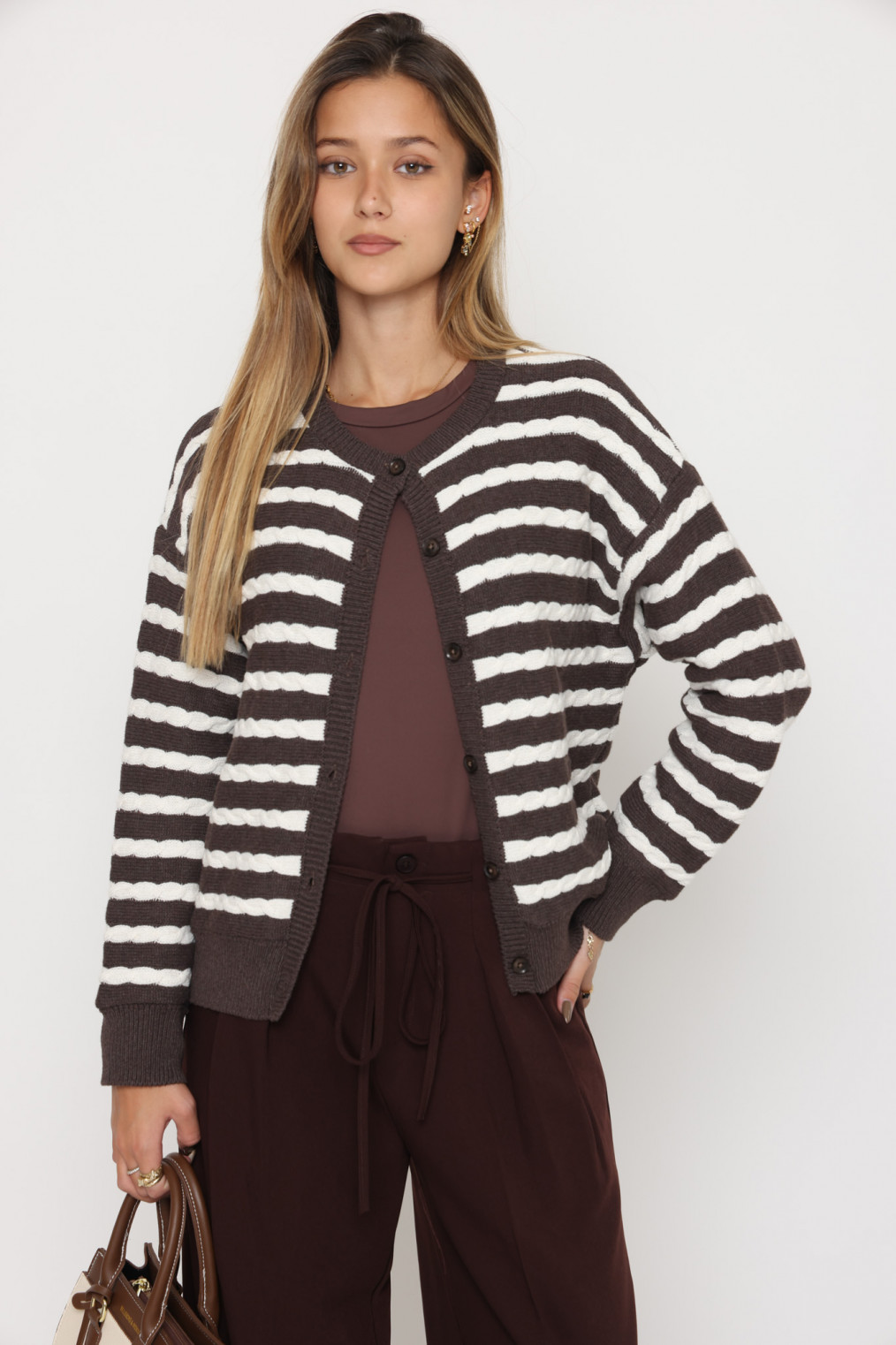 קרדיגן פסים צמה 