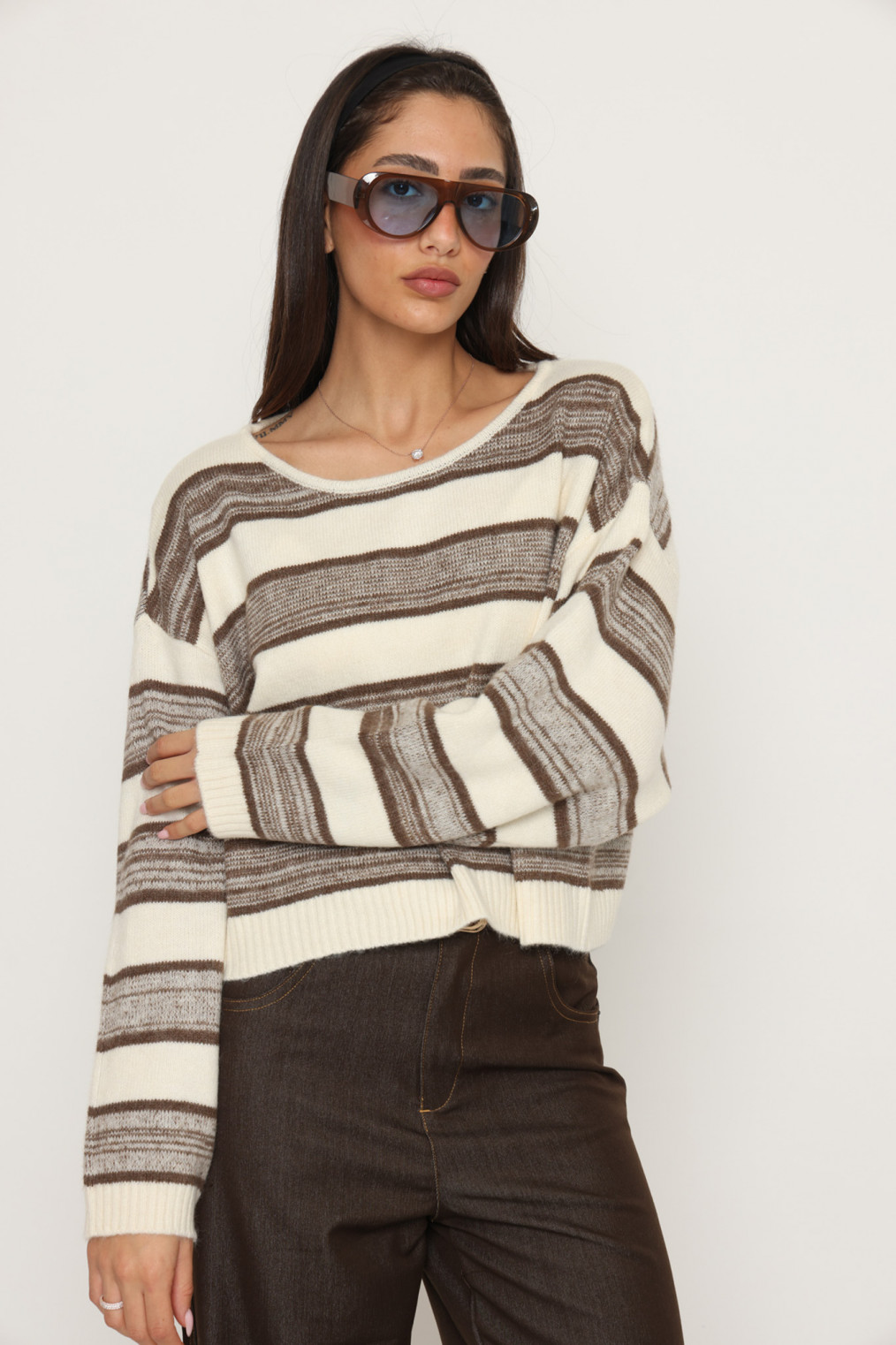 סריג פסים עבים בטן ניקי