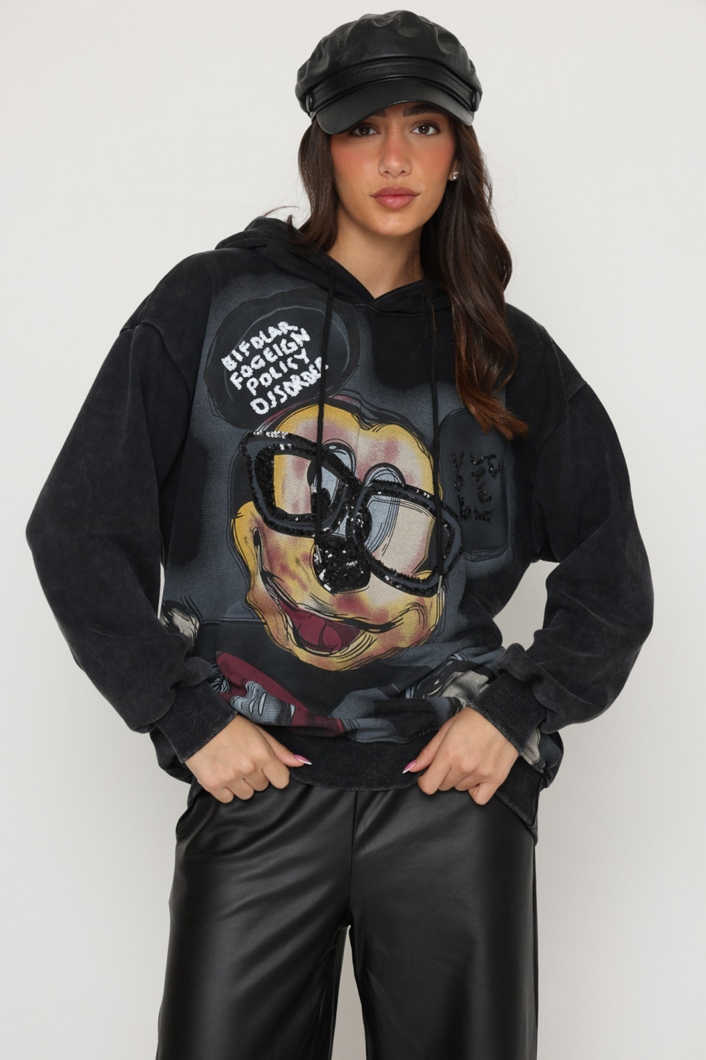 קפוצ`ון דפוס משקפיים מיקי