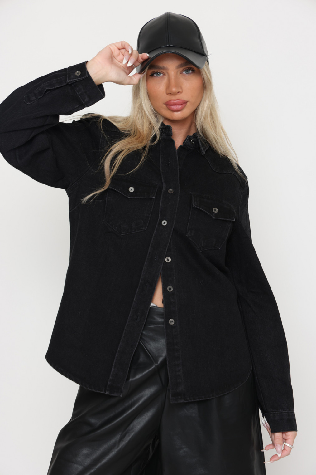 חולצה ג`ינס מכופתרת