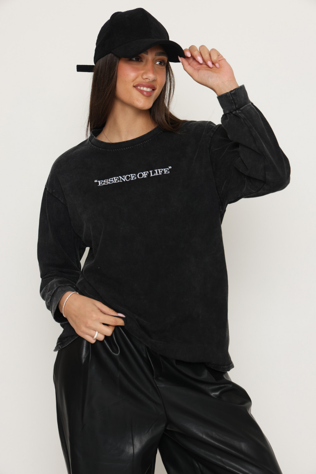 חולצה סטון ווש ריקמה