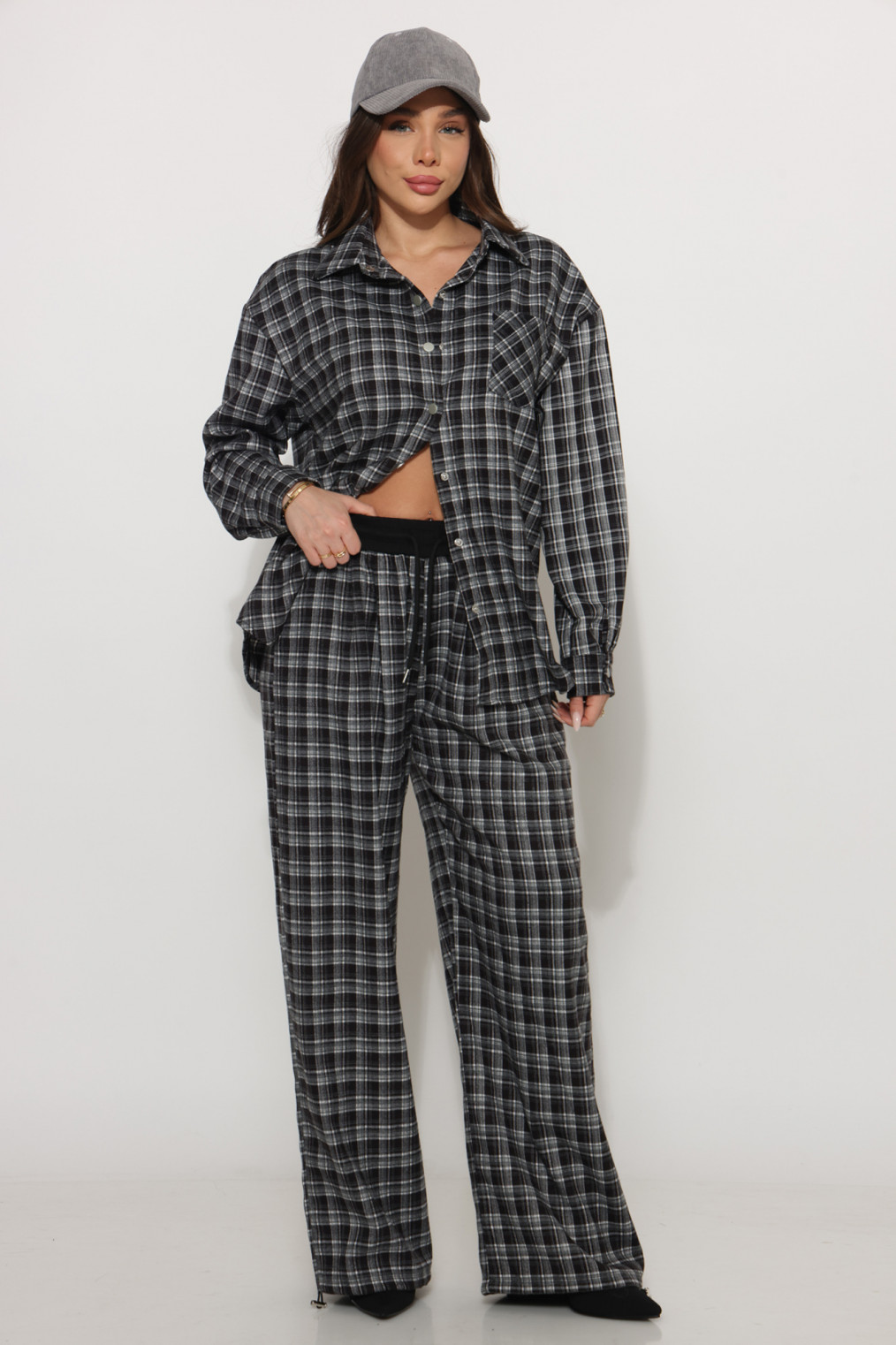 מכנס משובץ גומי במותן