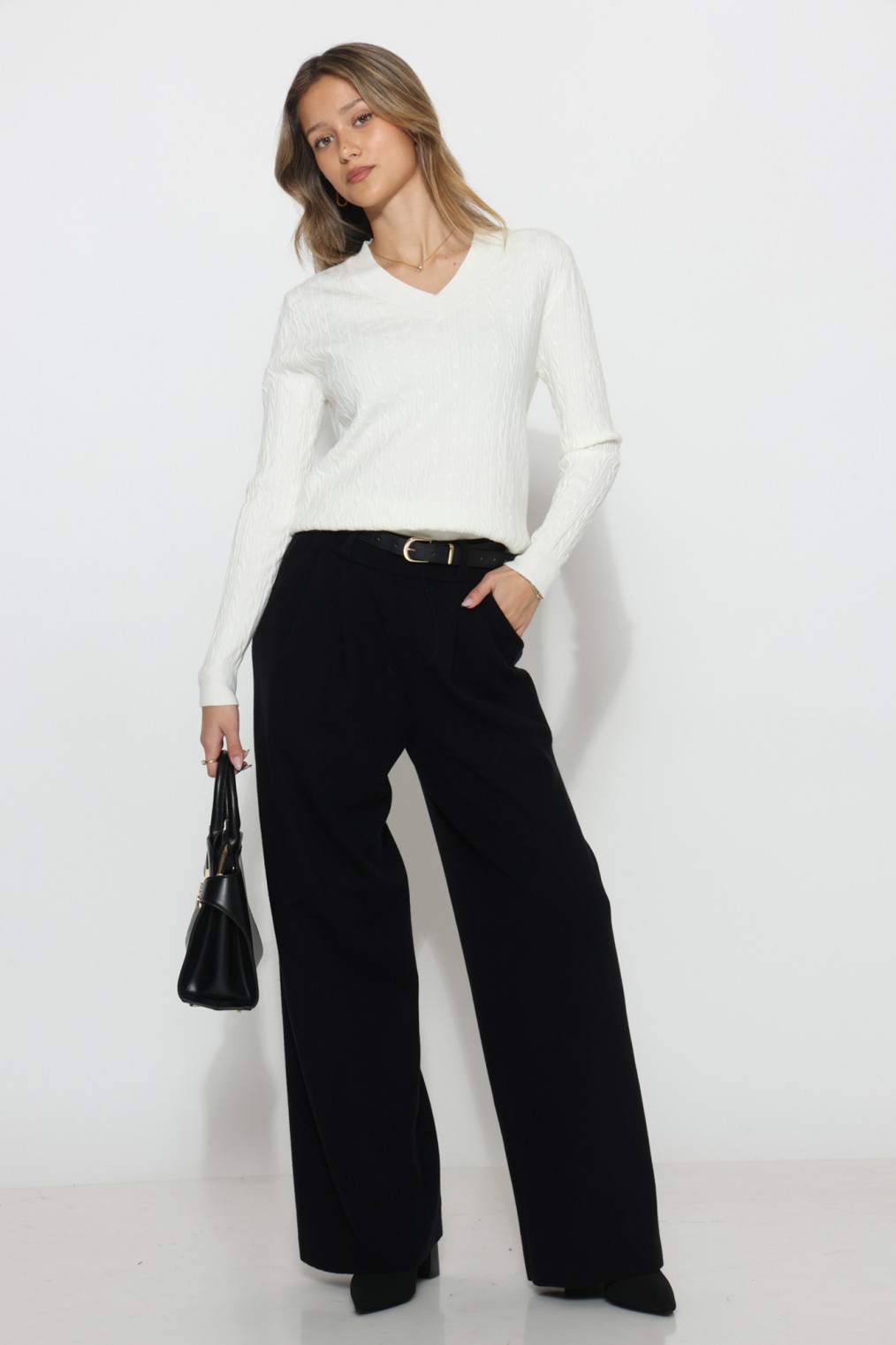 מכנס סריג קפלים