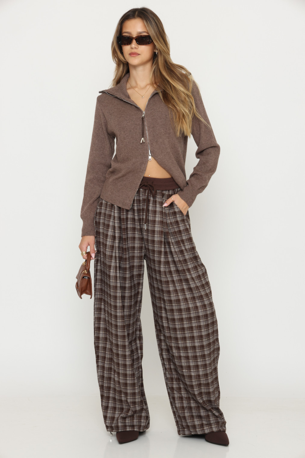 מכנס משובץ גומי