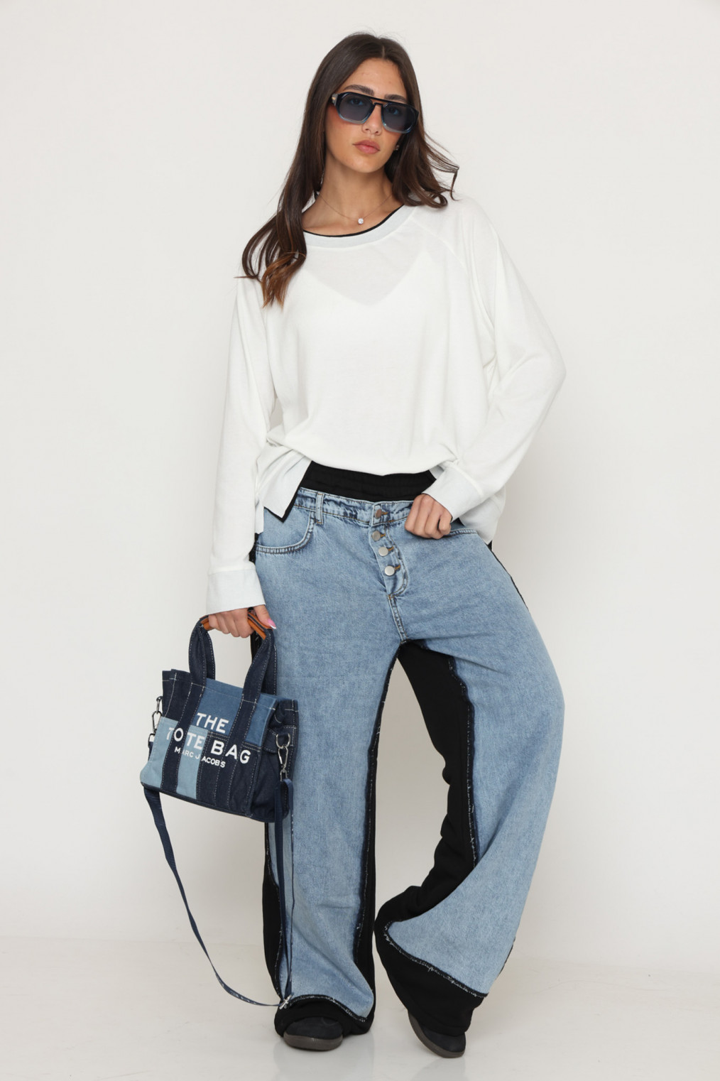 מכנס משולב פוטר+ג`ינס 