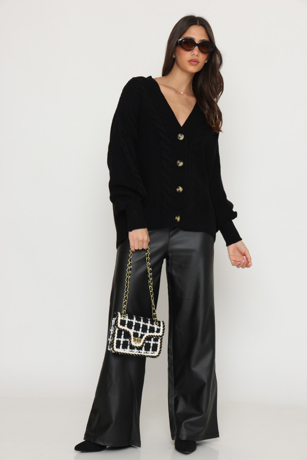 עליונית סריג כפתורי עץ