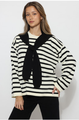 חולצה סריג פסים+ דמוי סריג מעל