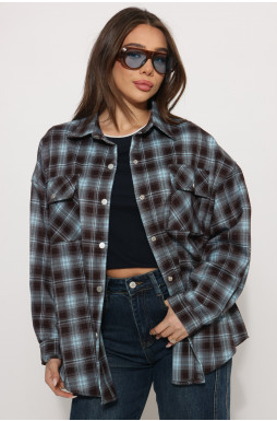 חולצה משובצת ריקמה בגב