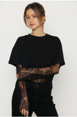 חולצה שילוב תחרה ש.ארוך