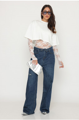 מכנס ג`ינס חגורה מקופלת