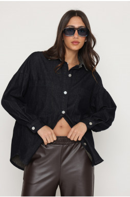 חולצה ג`קט ג`ינס - פנימי פסים