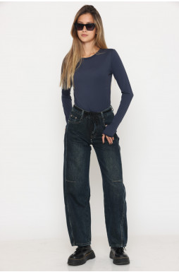 מכנס ג`ינס באגי רחב מתפר