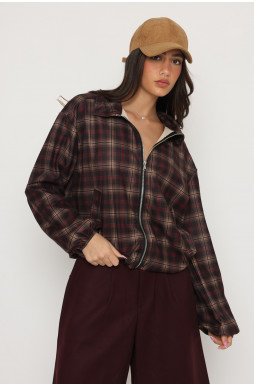 ג`קט משבצות רוכסן