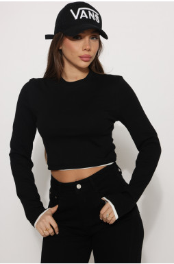 חולצה שילוב בד בשרוול