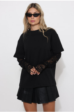 חולצה לוז שילוב תחרה