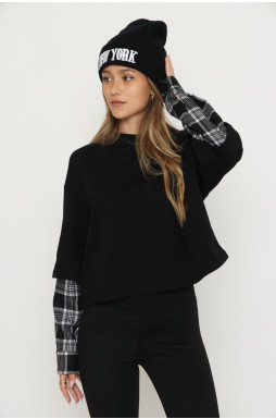 חולצה ניקי שילוב שרוול משבצות רוגבי