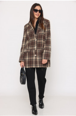 ג`קט משובץ כיסים קצר