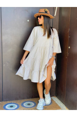 שמלה קומות משובצת וי