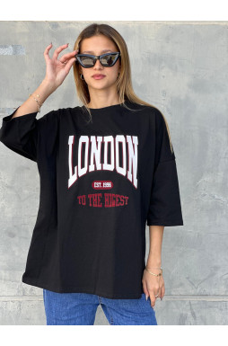 חולצה אוברסיז דפוס LONDON
