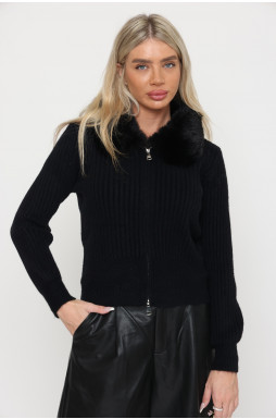 סריג רוכסן צוארון פרווה