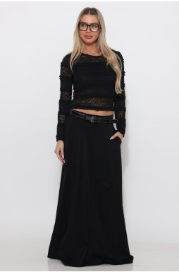 חצאית מקסי כיסים חגורה