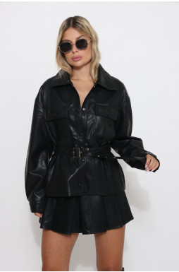 ג`קט דמוי עור + חגורה