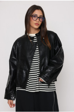 מעיל עור רוכסניים רגלן