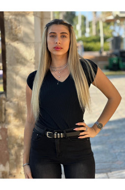 חולצה סריג צמות צוארון