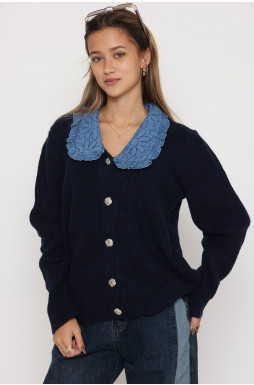 קרדיגן שילוב צוארון כפתורים