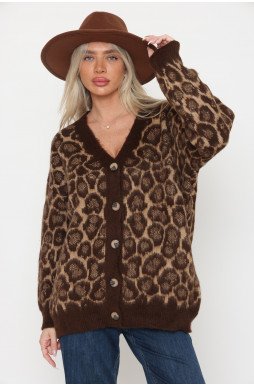 קרדיגן מנומר וי כפתורים