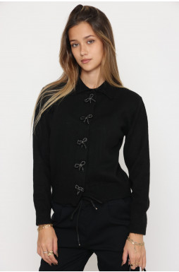 קרדיגן צוארון כפתור פפיון