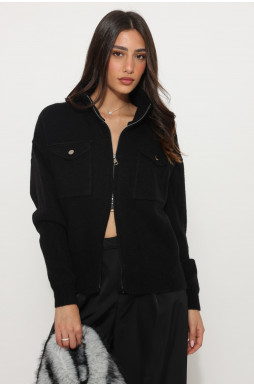 קרדיגן סריג גולף רוכסן כיסים