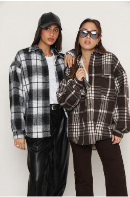 חולצה משובצת פרווה מכופתרת