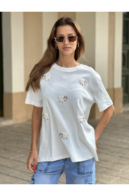 חולצה ריקמה כבשים