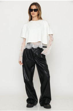 מכנס דמוי עור חגורה