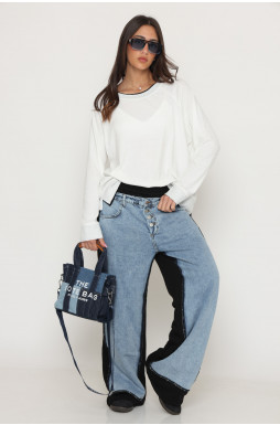 מכנס משולב פוטר+ג`ינס 