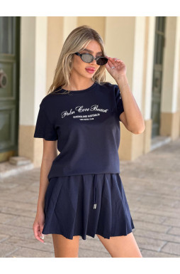 חליפה חצאית קפלייים דפוס