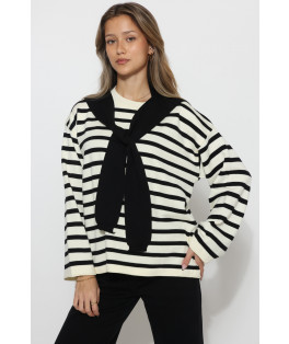 חולצה סריג פסים+ דמוי סריג מעל