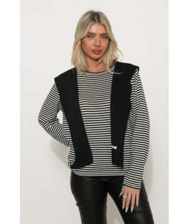 סריג פסים שילוב צעיף