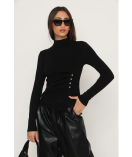 חולצה קפלים + כפתורים שסע חצי גולף